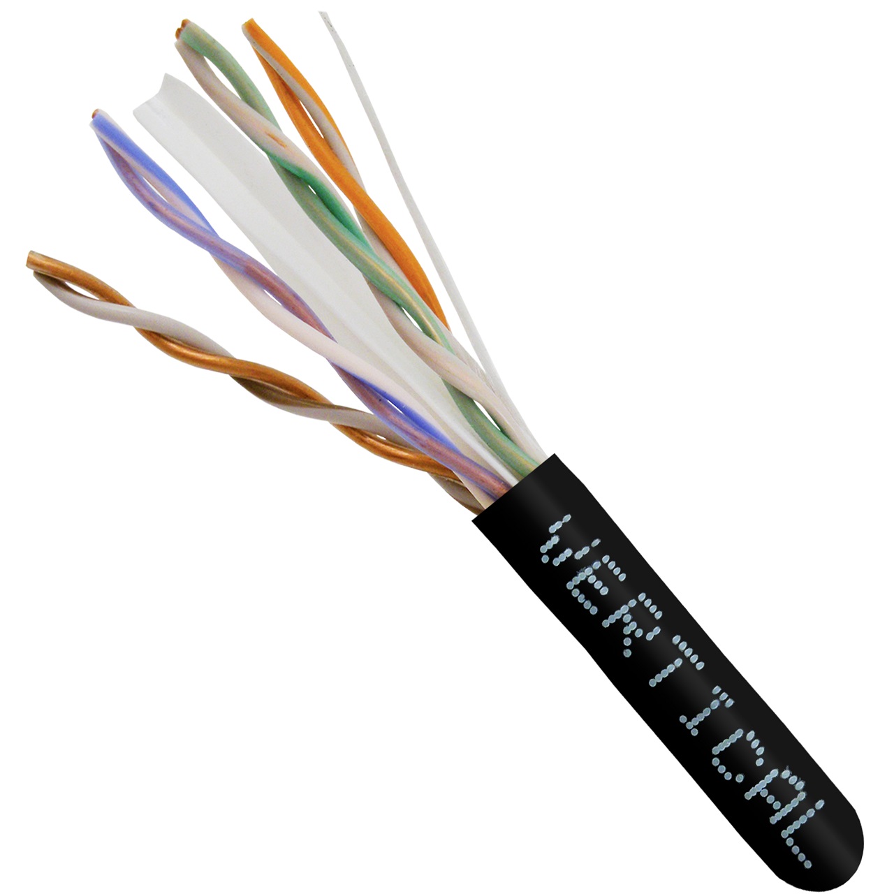 060-487/BK Vertical Cable 060-487 Series 23 AWG 4 Unshielded Twisted Pair Solid Bare Copper CMR Non-Plenum Cat6 Cable - 1000' Pull Box - Black