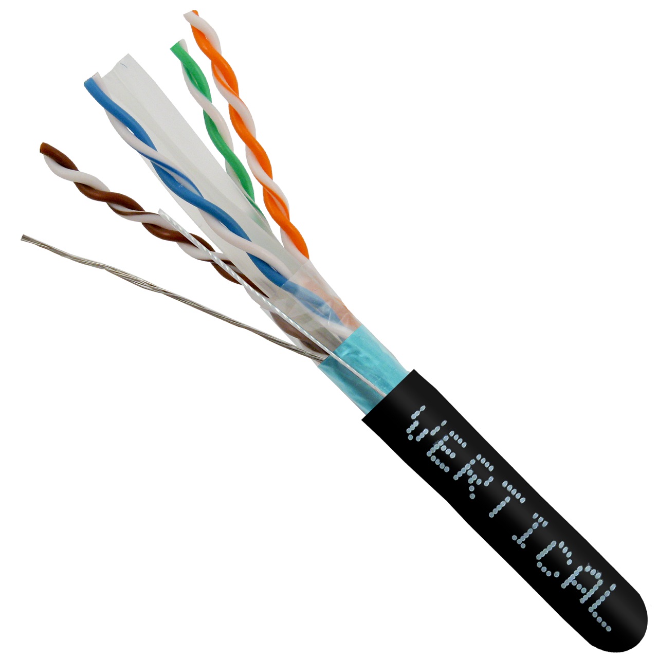 062-503/S/BK Vertical Cable 062-503 Series 23 AWG 4 Shielded Twisted Pair Solid Bare Copper CMR Non-Plenum Cat6 Cable - 1000' Spool - Black