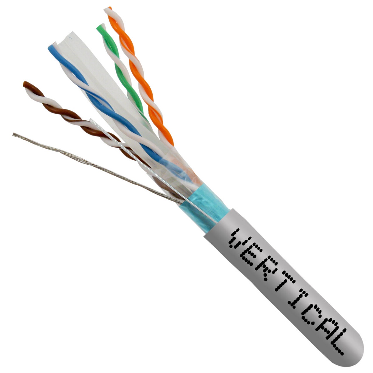 062-506/S/GY Vertical Cable 062-506 Series 23 AWG 4 Shielded Twisted Pair Solid Bare Copper CMR Non-Plenum Cat6 Cable - 1000' Spool - Gray