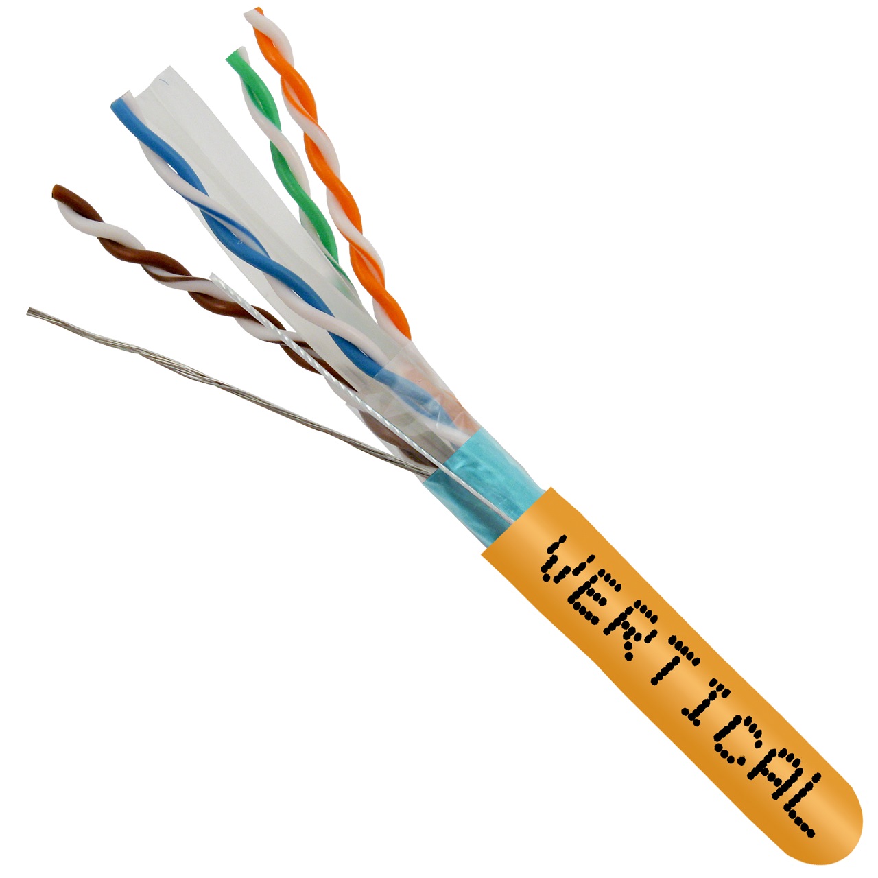 062-507/S/OR Vertical Cable 062-507 Series 23 AWG 4 Shielded Twisted Pair Solid Bare Copper CMR Non-Plenum Cat6 Cable - 1000' Spool - Orange