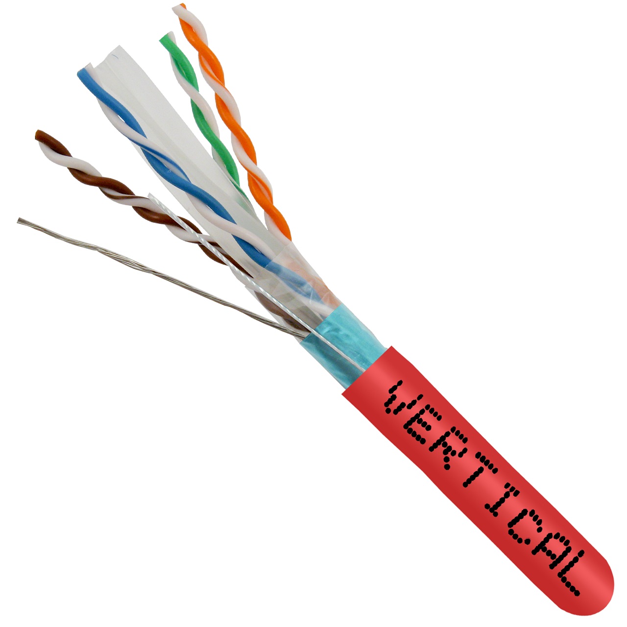 062-508/S/RD Vertical Cable 062-508 Series 23 AWG 4 Shielded Twisted Pair Solid Bare Copper CMR Non-Plenum Cat6 Cable - 1000' Spool - Red
