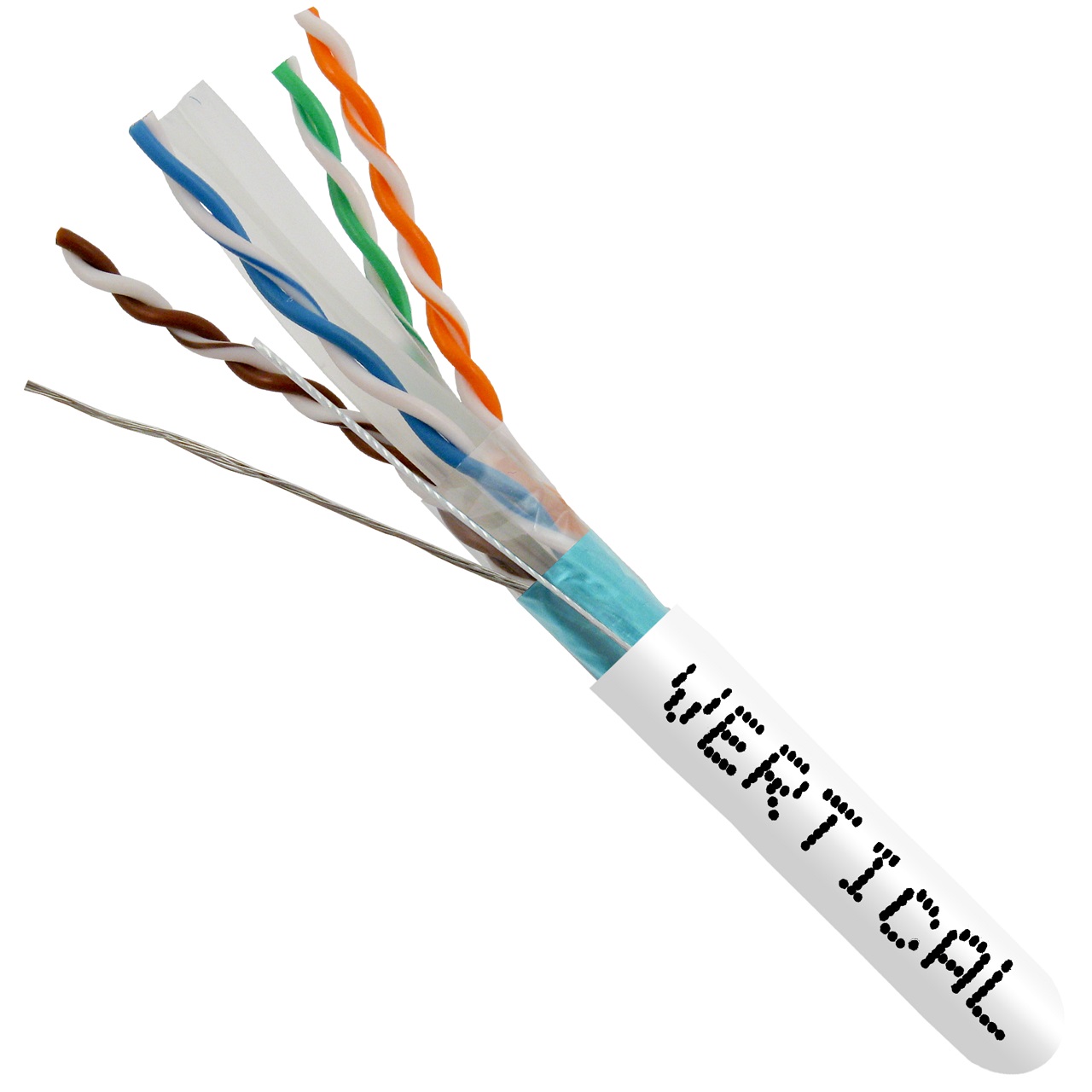 062-509/S/WH Vertical Cable 062-509 Series 23 AWG 4 Shielded Twisted Pair Solid Bare Copper CMR Non-Plenum Cat6 Cable - 1000' Spool - White