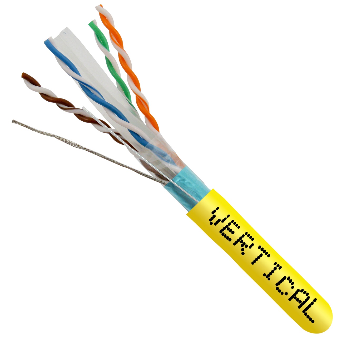 062-510/S/YL Vertical Cable 062-510 Series 23 AWG 4 Shielded Twisted Pair Solid Bare Copper CMR Non-Plenum Cat6 Cable - 1000' Spool - Yellow