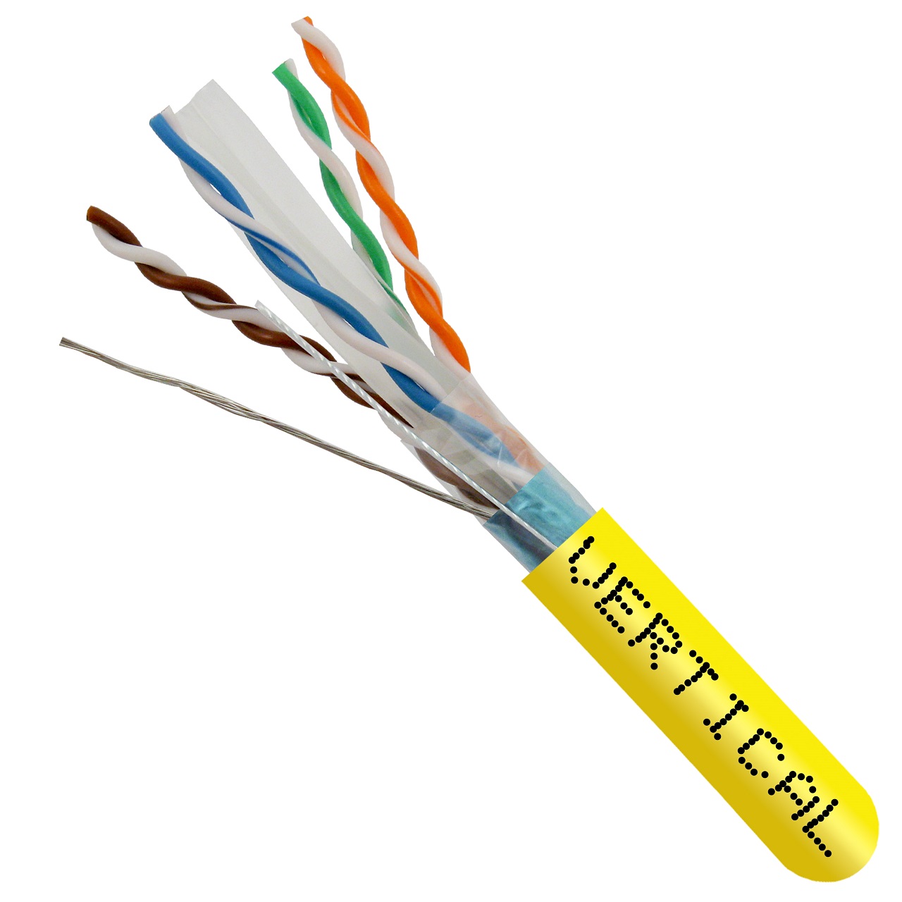 064-709/A/S/YL Vertical Cable 064-709 Series 23 AWG 4 Shielded Twisted Pair Solid Bare Copper CMR Non-Plenum Cat6A Cable - 1000' Wooden Spool - Yellow