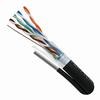 Show product details for 069-563/S/MESG Vertical Cable 069-563 Series 23 AWG 8 Unshielded Twisted Pair Solid Bare Copper LLDPE Jacket CMX Non-Plenum Cat6 Galvanized Steel Messenger Direct Burial / Aerial Cable - 1000' Wooden Spool - Black