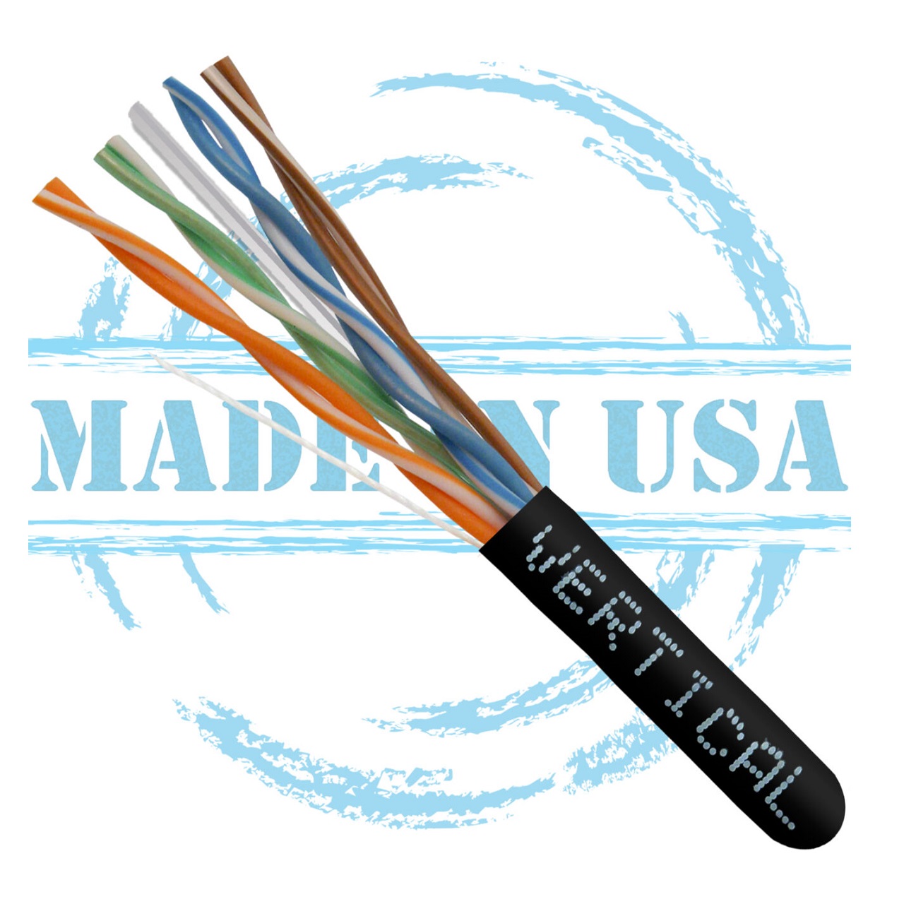 166-250/P/BK Vertical Cable 166-250 Series 23 AWG 4 Unshielded Twisted Pair Solid Bare Copper CMP Plenum Cat6 Cable - 1000' Pull Box - Black
