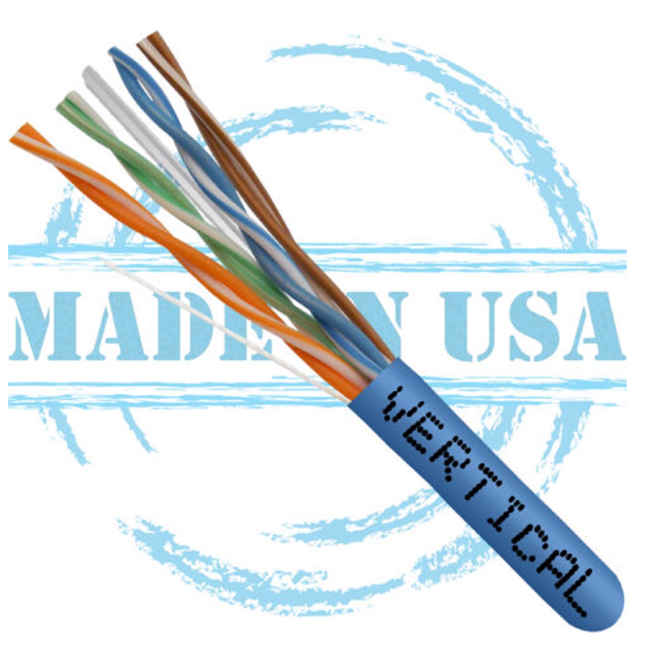 166-251/P/BL Vertical Cable 166-251 Series 23 AWG 4 Unshielded Twisted Pair Solid Bare Copper CMP Plenum Cat6 Cable - 1000' Pull Box - Blue