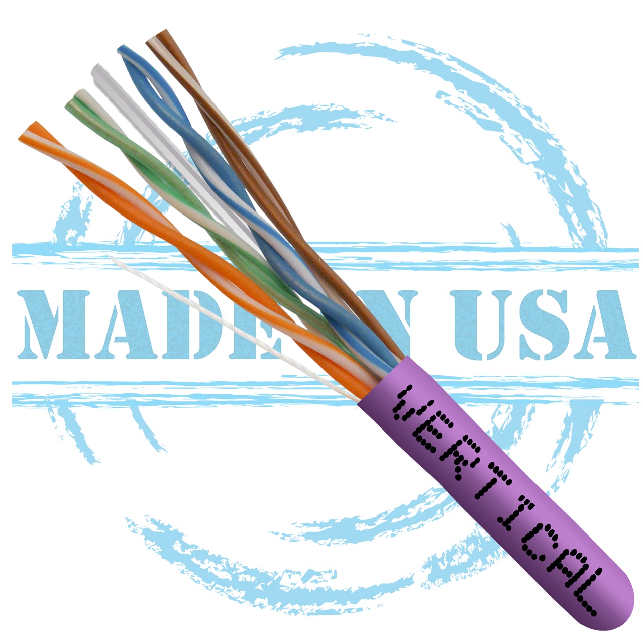 166-256/P/PR Vertical Cable 166-256 Series 23 AWG 4 Unshielded Twisted Pair Solid Bare Copper CMP Plenum Cat6 Cable - 1000' Pull Box - Purple