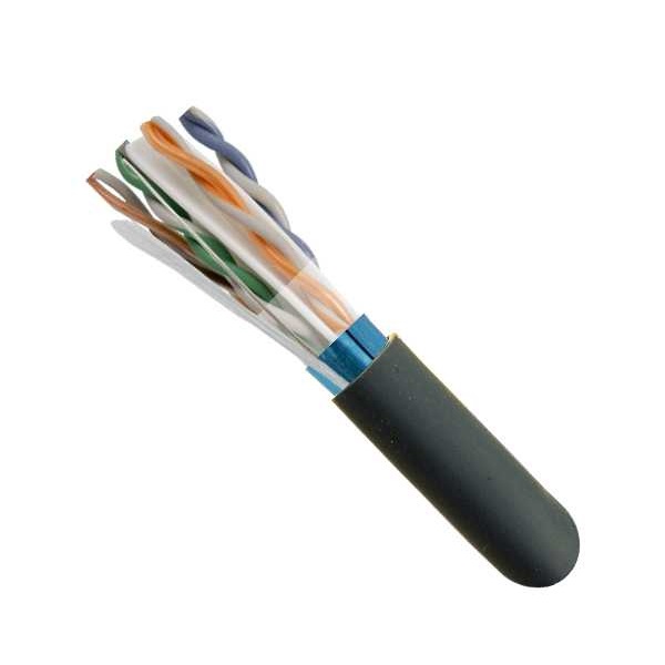 168-400/S/P/BK Vertical Cable 168-400 Series 23 AWG 4 Shielded Twisted Pair Solid Bare Copper CMP Plenum Cat6 Cable - 1000' Wooden Spool - Black