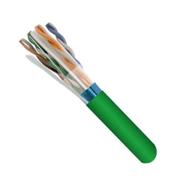 168-402/S/P/GR Vertical Cable 168-402 Series 23 AWG 4 Shielded Twisted Pair Solid Bare Copper CMP Plenum Cat6 Cable - 1000' Wooden Spool - Green