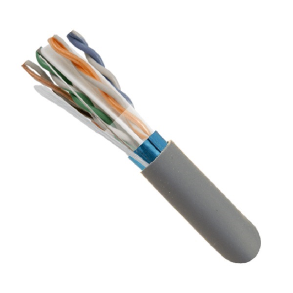 168-403/S/P/GY Vertical Cable 168-403 Series 23 AWG 4 Shielded Twisted Pair Solid Bare Copper CMP Plenum Cat6 Cable - 1000' Wooden Spool - Gray