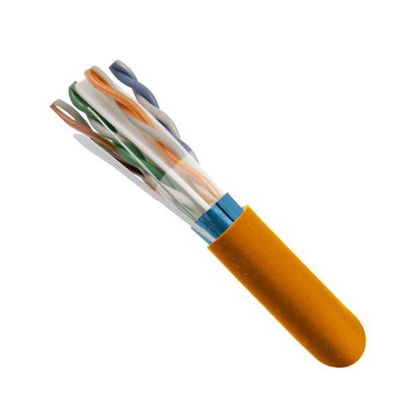 168-404/S/P/OR Vertical Cable 168-404 Series 23 AWG 4 Shielded Twisted Pair Solid Bare Copper CMP Plenum Cat6 Cable - 1000' Wooden Spool - Orange
