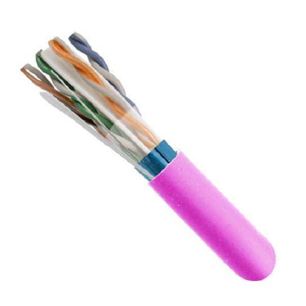 168-405/S/P/PK Vertical Cable 168-405 Series 23 AWG 4 Shielded Twisted Pair Solid Bare Copper CMP Plenum Cat6 Cable - 1000' Wooden Spool - Pink