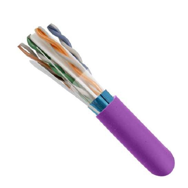 168-406/S/P/PR Vertical Cable 168-406 Series 23 AWG 4 Shielded Twisted Pair Solid Bare Copper CMP Plenum Cat6 Cable - 1000' Wooden Spool - Purple