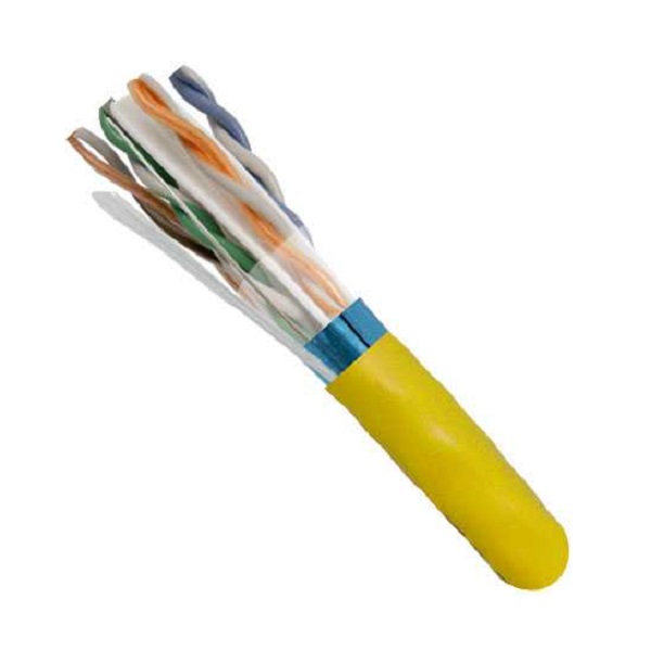 168-409/S/P/YL Vertical Cable 168-409 Series 23 AWG 4 Shielded Twisted Pair Solid Bare Copper CMP Plenum Cat6 Cable - 1000' Wooden Spool - Yellow