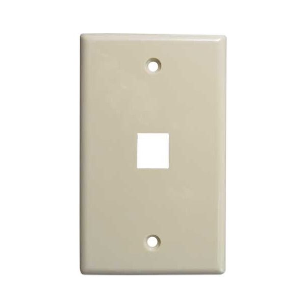 304-J2631/1P/AL Vertical Cable Keystone Wall Plate, 1-Port - Almond