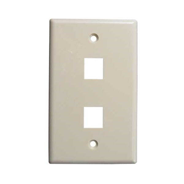 304-J2634/2P/AL Vertical Cable Keystone Wall Plate, 2-Port - Almond