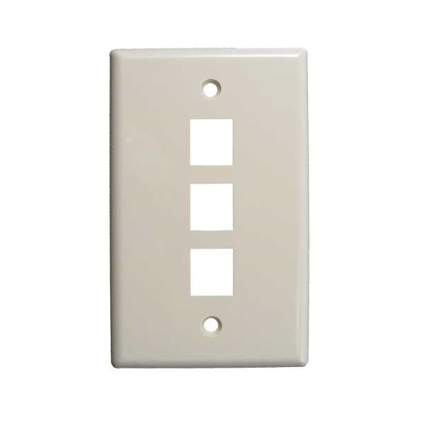 304-J2637/3P/AL Vertical Cable Keystone Wall Plate, 3-Port - Almond