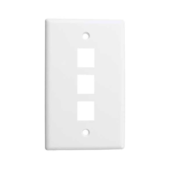 304-J2639/3P/WH Vertical Cable Keystone Wall Plate, 3-Port - White