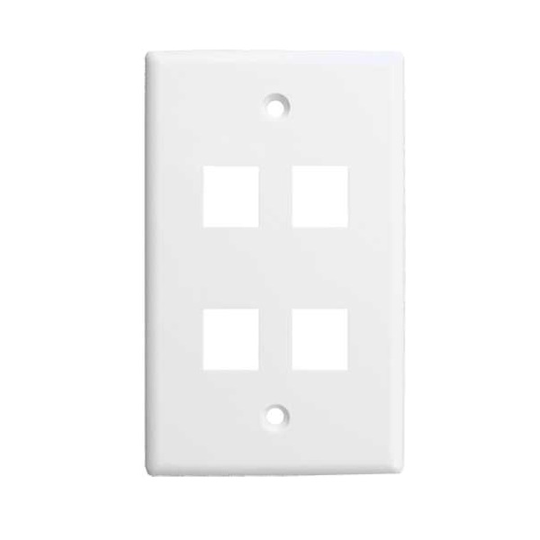 304-J2642/4P/WH Vertical Cable Keystone Wall Plate, 4-Port - White