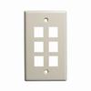 304-J2643/6P/AL Vertical Cable Keystone Wall Plate, 6-Port - Almond