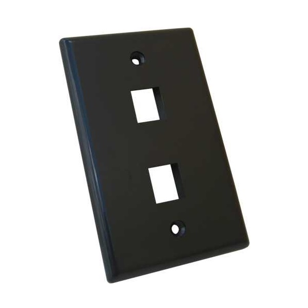 304-J2647/2P/BK Vertical Cable Keystone Wall Plate, 2-Port - Black