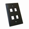 Show product details for 304-J2649/4P/BK Vertical Cable Keystone Wall Plate, 4-Port - Black