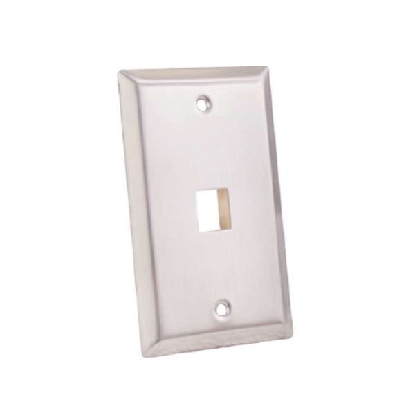 304-J2652/1P/S Vertical Cable Wall Plate, 1-Port, Stainless Steel