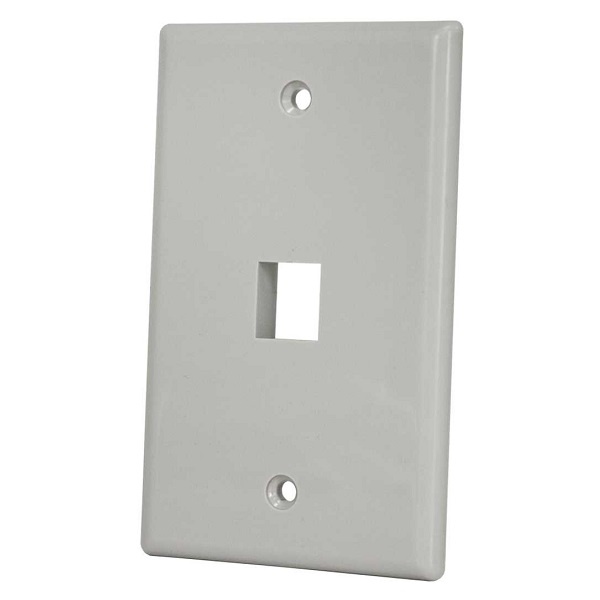 304-J2661/1P/GY Vertical Cable Keystone Wall Plate, 1-Port - Gray