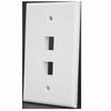 Show product details for 304-M2727/2P/WH Vertical Cable 304 Series 2-Port Mid Size Keystone Wall Plate - White