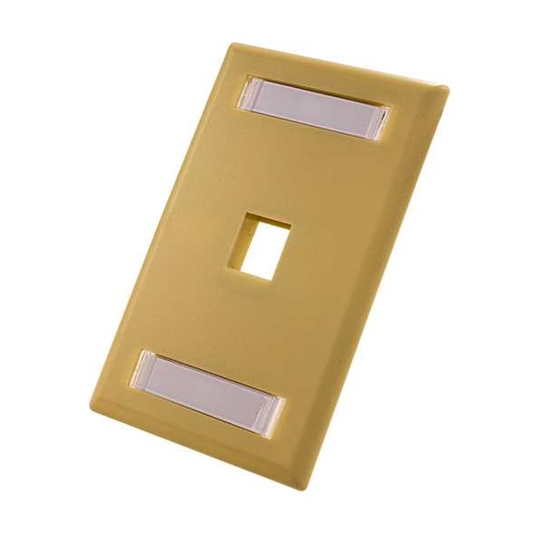 305-306ID/1P/IV Vertical Cable Wall Plate with ID Window, 1-Port - Ivory