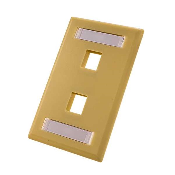 305-310ID/2P/IV Vertical Cable Wall Plate with ID Window, 2-Port - Ivory