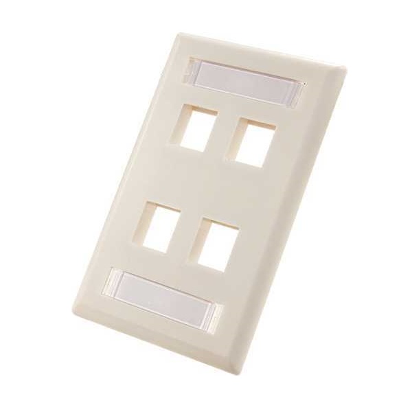 305-319ID/4P/WH Vertical Cable Wall Plate with ID Window, 4-Port - White