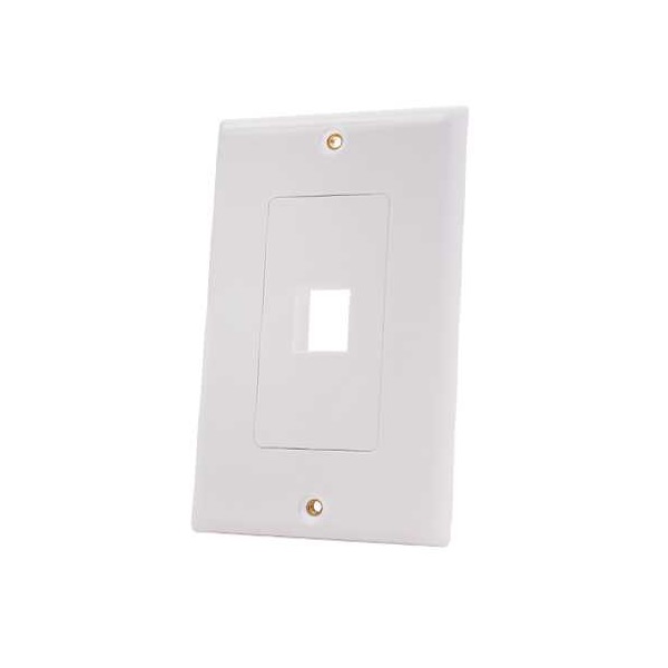 308-607D/1P/WH Vertical Cable Keystone Wall Plate, 1-Port, Decora Style