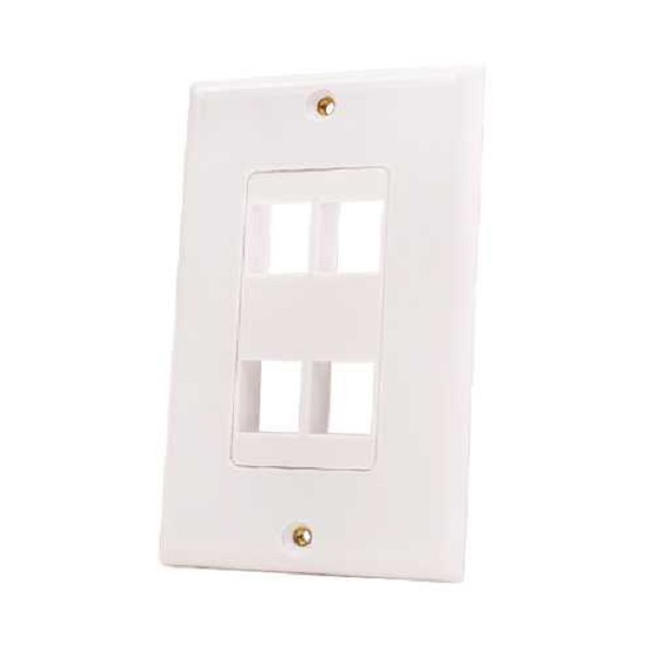 308-619D/4P/WH Vertical Cable Keystone Wall Plate, 4-Port, Decora Style