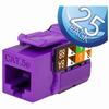 Show product details for 351-V2608/PR/25 Vertical Cable CAT5E Data Grade Keystone Jack 90° 8x8 Conductors - 25 Pack - Purple
