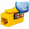 351-V2611/YL/25 Vertical Cable CAT5E Data Grade Keystone Jack 90° 8x8 Conductors - 25 Pack - Yellow