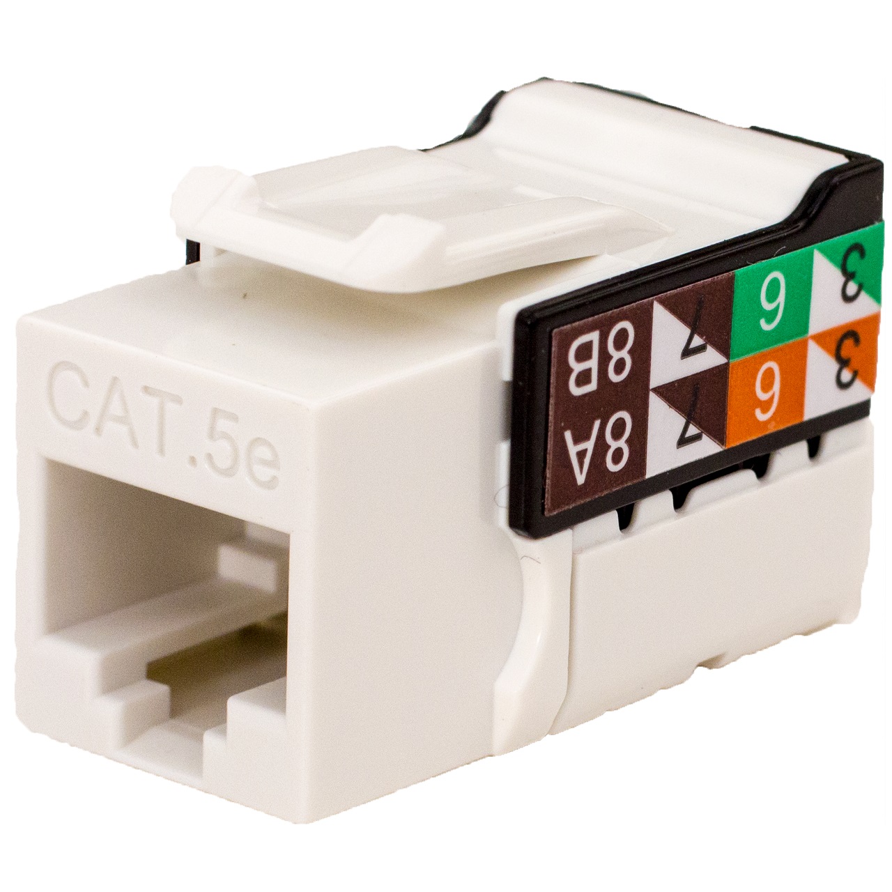 351-V2621/WH Vertical Cable CAT5E Data Grade Keystone Jack 90Â° 8x8 Conductors - White