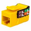 351-V2622/YL Vertical Cable CAT5E Data Grade Keystone Jack 90° 8x8 Conductors - Yellow