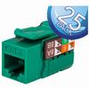352-V2704/GR/25 Vertical Cable CAT6 Data Grade Keystone Jack 90° 8x8 Conductors - 25 Pack - Green