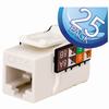 352-V2710/WH/25 Vertical Cable CAT6 Data Grade Keystone Jack 90° 8x8 Conductors - 25 Pack - White