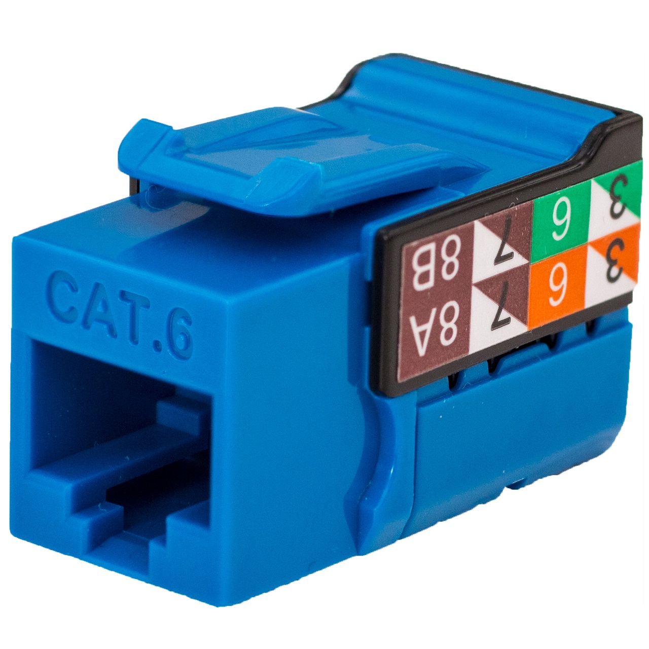 352-V2714/BL Vertical Cable CAT6 Data Grade Keystone Jack 90Â° 8x8 Conductors - Blue