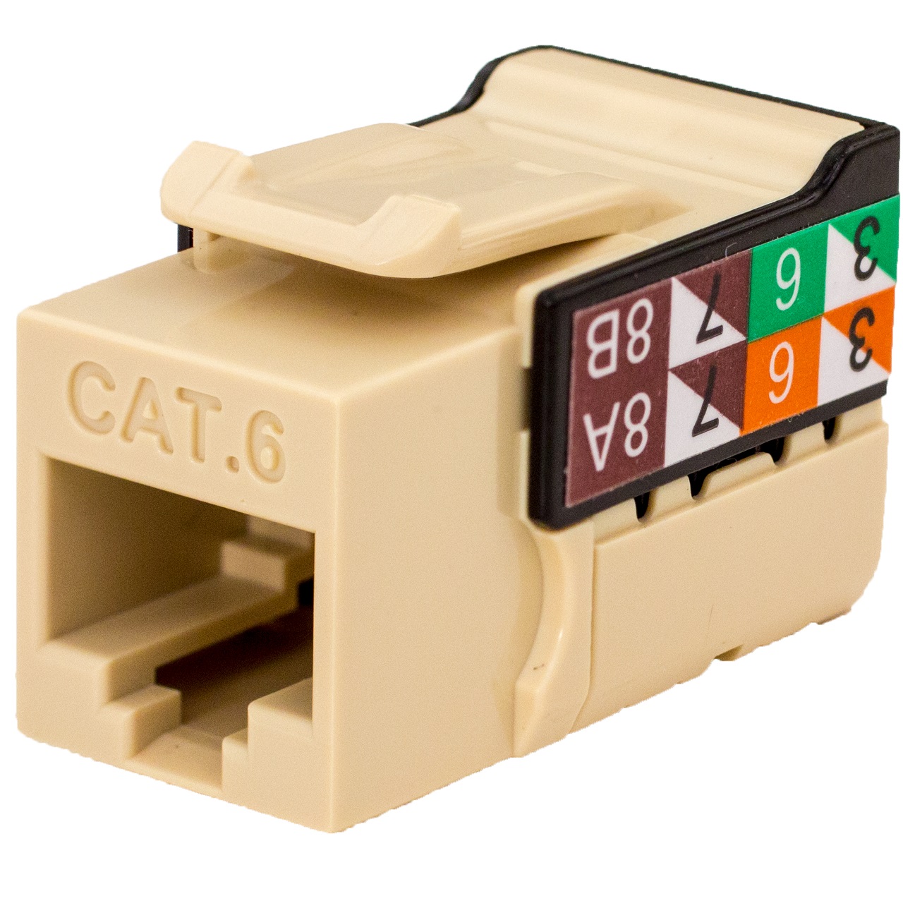352-V2717/IV Vertical Cable CAT6 Data Grade Keystone Jack 90Â° 8x8 Conductors - Ivory