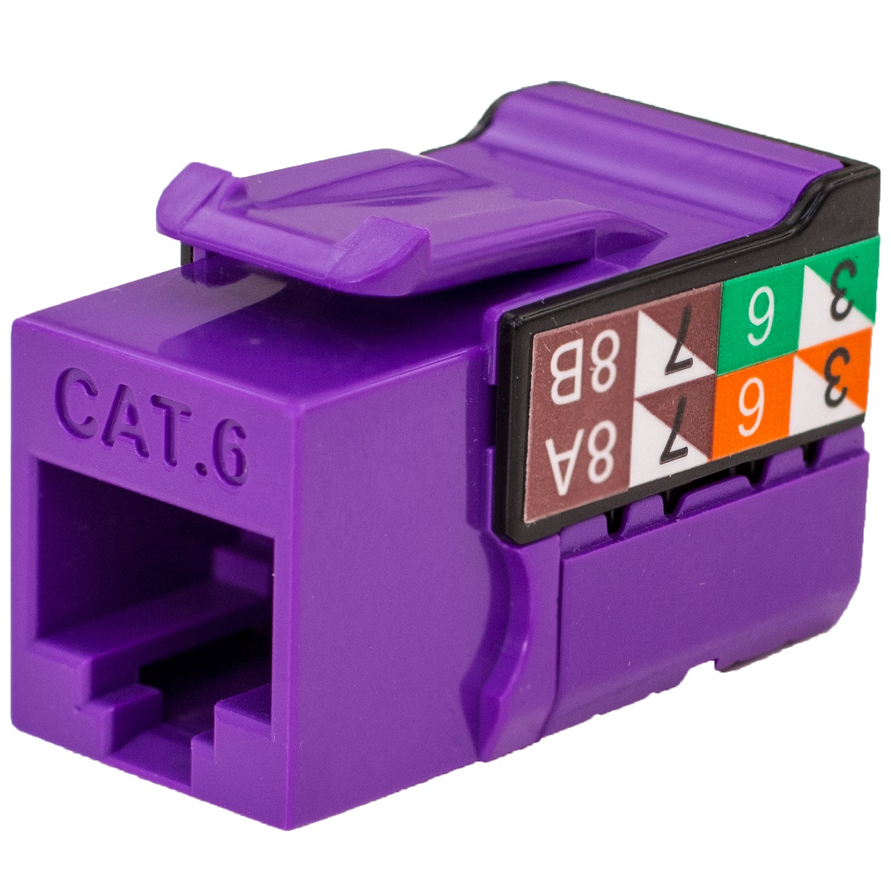 352-V2719/PR Vertical Cable CAT6 Data Grade Keystone Jack 90Â° 8x8 Conductors - Purple