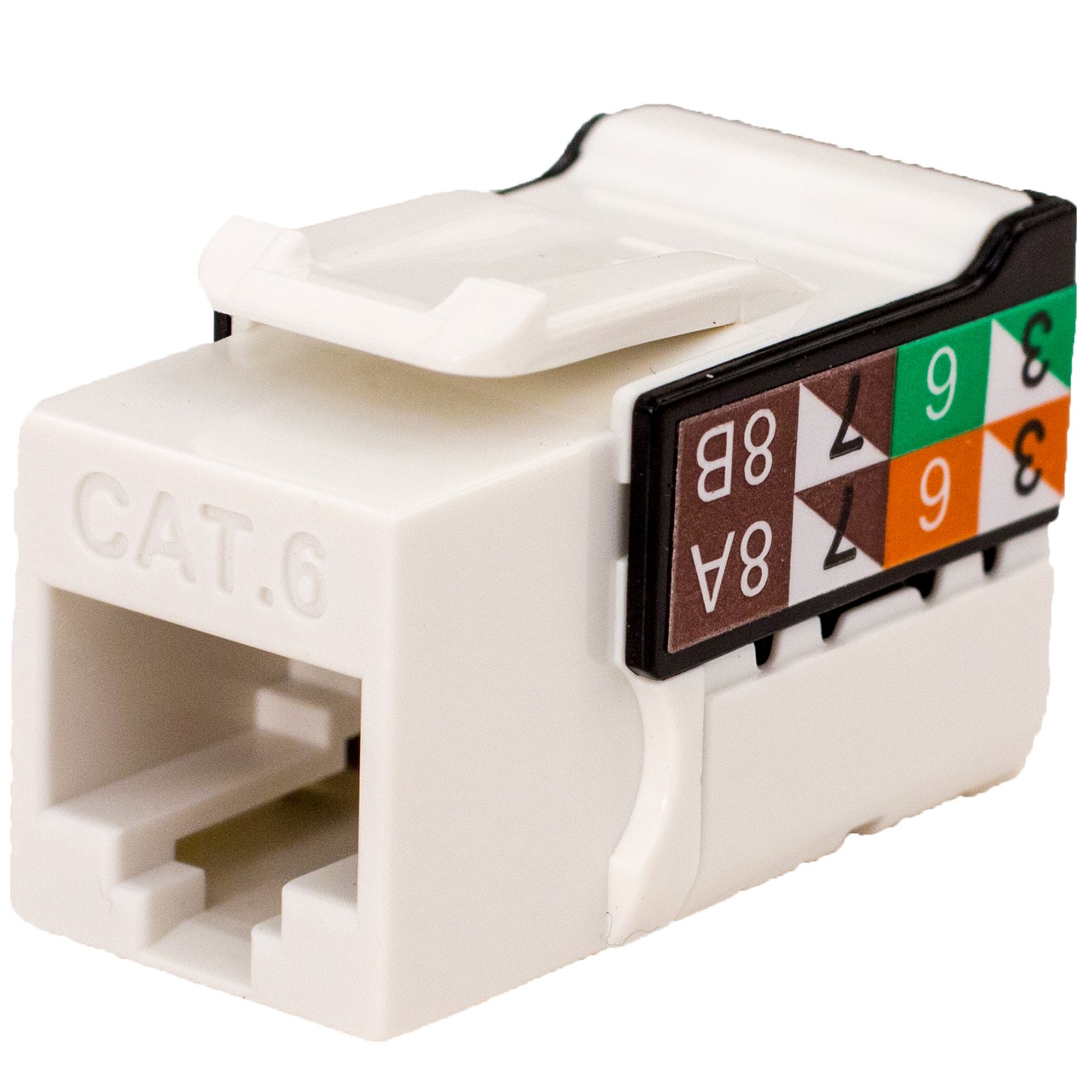352-V2721/WH Vertical Cable CAT6 Data Grade Keystone Jack 90Â° 8x8 Conductors - White