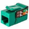 Show product details for 353-V2815/C6AGR Vertical Cable CAT6A Data Grade Keystone U-Jack 90° 8x8 Conductors - Green