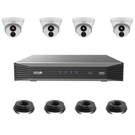 VIS-4KIT-2 InVid Tech Vision Series 4 Channel NVR Kit 40Mbps Max Throughput - No HDD w/ 4 x 4MP 4mm Outdoor IR Turret IP Security Cameras
