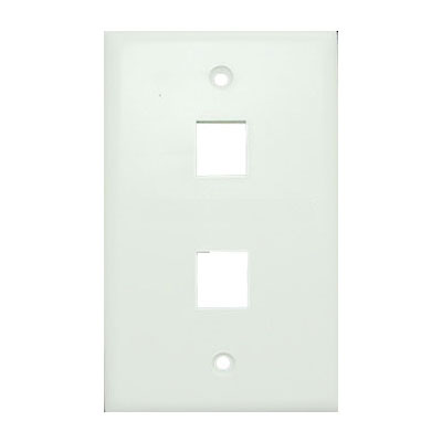 20-3002-WH Wall Plate for Keystone, 2 Hole -White 