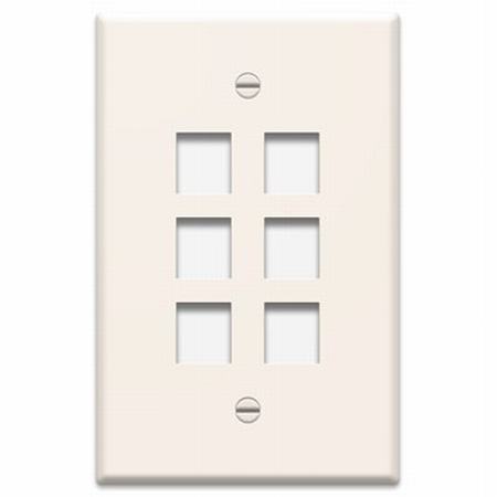 WP3306-LA-5 Legrand On-Q 1-Gang 6-Port Oversized Wall Plate Light Almond - 5 Pack