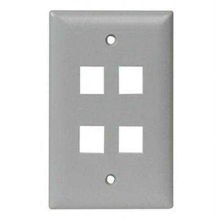 WP3404-GY Legrand On-Q 1-Gang 4-Port Wall Plate Gray